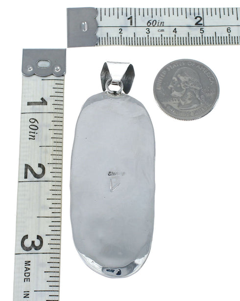 Sterling Silver Amber Navajo Pendant AX130194